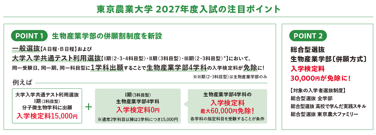 東京農業大学 2027年度入試の注目ポイント