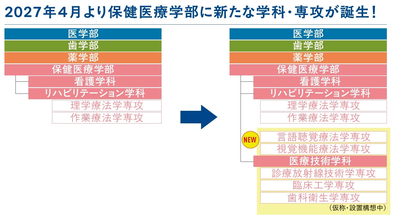 2027年4月より保健医療学部に新たな学科・専攻が誕生！